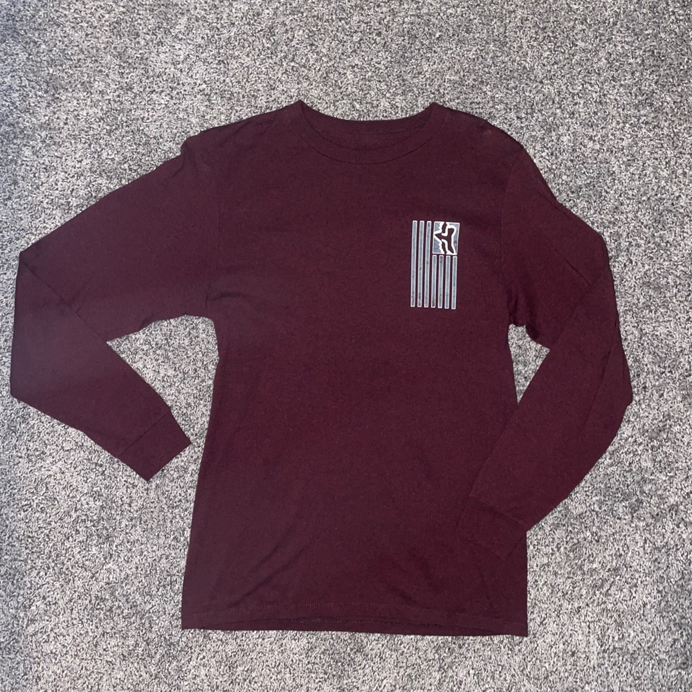 Burgundy Long Sleeve Shirt with FoxLogo